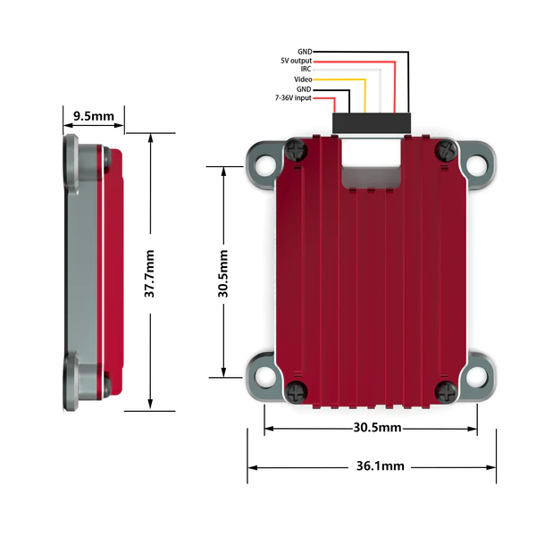 5.8G 1.6W 48CH FPV VTX Long Range Video Transmitter