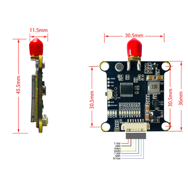 1.2G 1.6W 9CH FPV VTX Long Range Video Transmitter