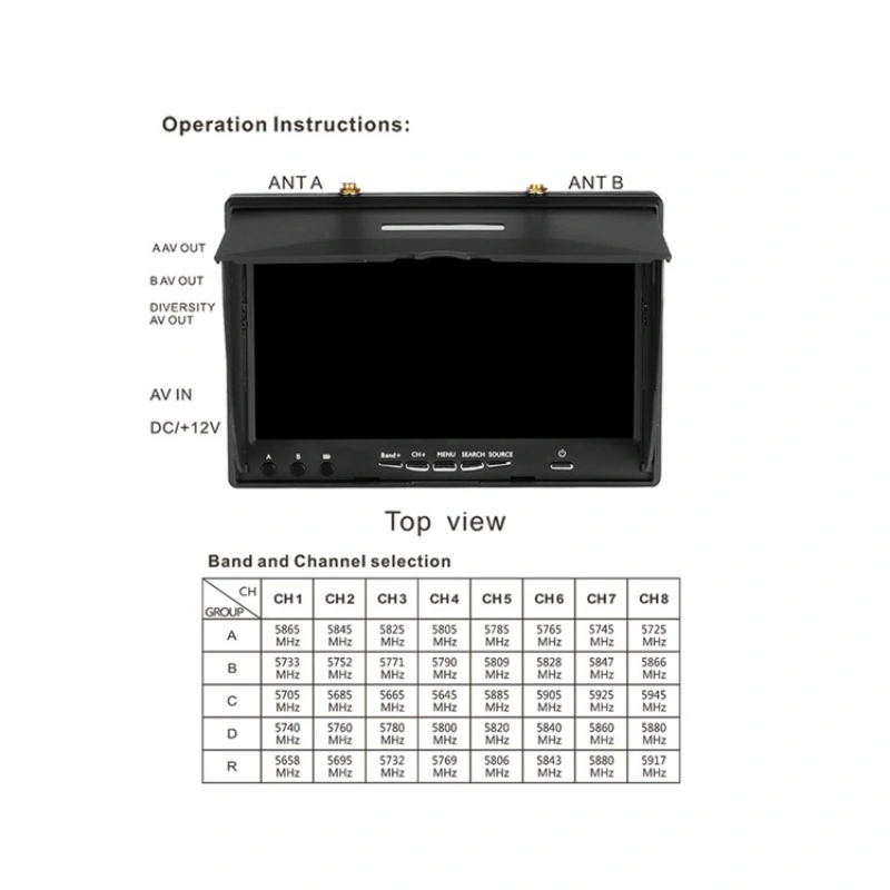 7-inch 5.8G FPV Monitor 40CH with LCD Screen Receiver DVR - 5802S